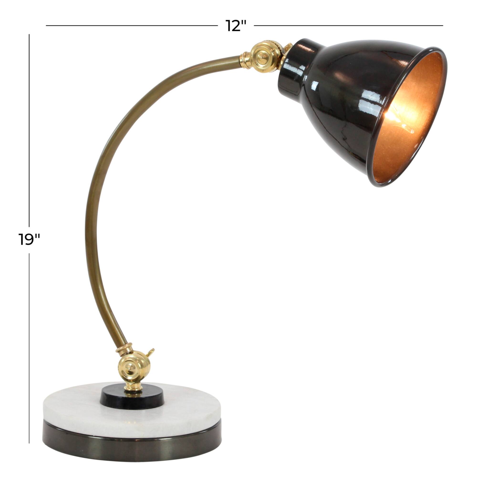Black Metal Traditional Desk Lamp, 19" x 7" x 12"